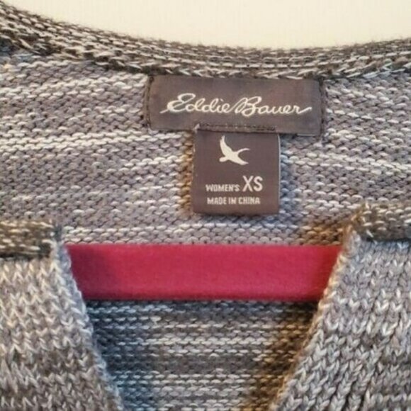 SWEATER EDDIE BAUER Women Size XS Grey Striped Warm Soft Great Condition - Picture 3 of 10